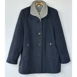 Woolmark Wool Blue Coat Mid Length Women's XL